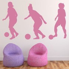 Jeronkarji 3 Kadın Futbolcular Spor Dekoratif Duvar Sticker Çıkartma Bebek Çocuk Odası