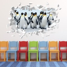 Jeronkarji Kral Penguenler Beyaz Tuğla 3D Delik Dekoratif Duvar Sticker Çıkartma Bebek Çocuk Odası