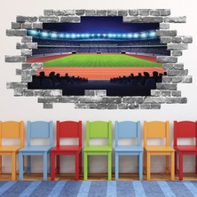 Jeronkarji Atletizm Arena Spor Gri Tuğla 3D Delik Dekoratif Duvar Sticker Çıkartması Bebek Çocuk Odası