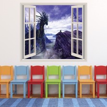Jeronkarji Ejderha 3D Pencere Dekoratif Duvar Sticker Çıkartma Bebek Çocuk Odası
