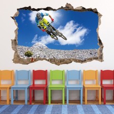 Jeronkarji Dağ Bisikleti 3D Delik Dekoratif Duvar Sticker Çıkartması Bebek Çocuk Odası
