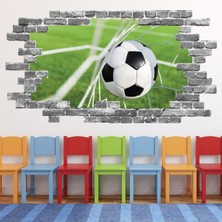 Jeronkarji Gol Futbol Gri Tuğla 3D Delik Dekoratif Duvar Sticker Çıkartma Bebek Çocuk Odası