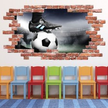 Jeronkarji Futbol Kırmızı Tuğla 3D Delik Dekoratif Duvar Sticker Çıkartma Bebek Çocuk Odası