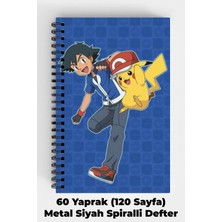 Anime Marketi Pokemon Tasarımlı A5 Spiralli Sert Kapak Defter 120 Sayfa