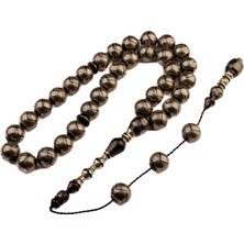 Burhan sağlam Burhan sağlam Koleksiyonluk Özel Seri Full Gümüş İşlemeli Küre Kesim 19x19 mm Ateş Kehribarı Sistem Püsküllü Tesbih