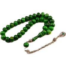 Burhan sağlam Burhan sağlam Tekerlek Kesim 10x8 mm Sıkma Kehribar Alpaka Püsküllü Tesbih