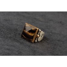 Burhan Sağlam Ateş Kehribar Taşı Gümüş Yüzük 14,80 Gram