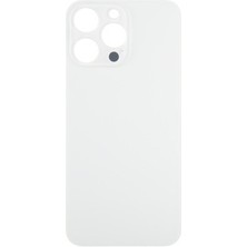 SDT Apple iPhone 15 Pro Max Arka Batarya Pil Kapağı Cam (Beyaz)