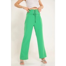 Julude Yeşil Kadın Bel Kuşak Detaylı Palazzo Pantolon P-00003323