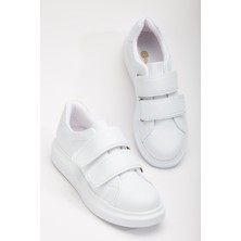 Balon Taban 2 Cırtlı Beyaz Kadın Spor Ayakkabı