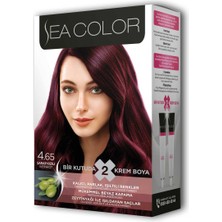 Sea Color 2 Tüp Krem Saç Boyası Seti Şarap Kızılı No:4.65