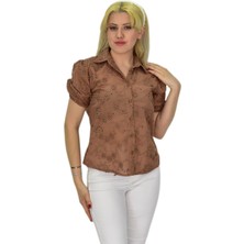 Hisset Kadın Brodeli Kısa Kol Bluz Bgl-St0371