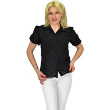 Hisset Kadın Brodeli Kısa Kol Bluz Bgl-St0371