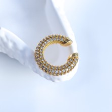 Luzzen Yoğun Zirkon Gold Earcuff (Kıkırdak Küpe)