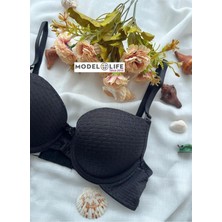 Nivene Siyah Çift Destekli Double Ultra Destekli Push Up Sütyen Çift Dolgulu Ultra Yumuşak Sütyen