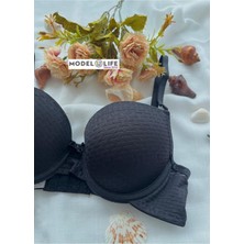 Nivene Siyah Çift Destekli Double Ultra Destekli Push Up Sütyen Çift Dolgulu Ultra Yumuşak Sütyen