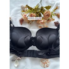 Nivene Siyah Çift Destekli Double Ultra Destekli Push Up Sütyen Çift Dolgulu Ultra Yumuşak Sütyen