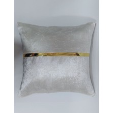 Baladi Home Yastık Kılıfı Kadife Kumaş Altın Deri Aksesuarlı Kadife Görünümlü Kare Kırlent Kılıfı 40 x 40 cm ( 1ADET