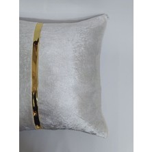 Baladi Home Yastık Kılıfı Kadife Kumaş Altın Deri Aksesuarlı Kadife Görünümlü Kare Kırlent Kılıfı 40 x 40 cm ( 1ADET