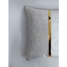 Baladi Home Yastık Kılıfı Kadife Kumaş Altın Deri Aksesuarlı Kadife Görünümlü Kare Kırlent Kılıfı 40 x 40 cm ( 1ADET