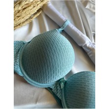 Nivene Çift Destekli Double Ultra Destekli Push Up Sütyen Çift Dolgulu Ultra Yumuşak Sütyen Mavi