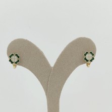 By Burak Gold Yeşil Renkli Yonca Küpe – KP00767