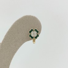 By Burak Gold Yeşil Renkli Yonca Küpe – KP00767