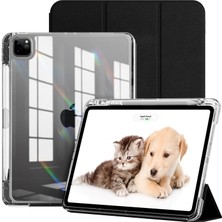 M.tk moveteck Apple Ipad Pro 13 M4 Çip 2024 Kılıf Magnetik Pen Charge Kalem Bölmeli Ayrılabilen Akıllı Uyku Modlu Şeffaf