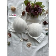 Nivene Çift Destekli Double Ultra Destekli Push Up Sütyen Çift Dolgulu Ultra Yumuşak Sütyen Beyaz
