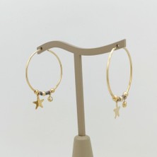 By Burak Gold Yıldız Sallantılı Halka Küpe - KP00514