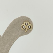 By Burak Gold Taşlı Yonca Küpe - KP00599
