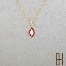 By Burak Gold Göz Kolye Ucu Kırmızı Mineli