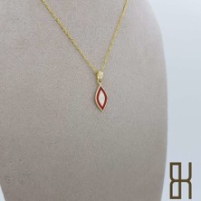 By Burak Gold Göz Kolye Ucu Kırmızı Mineli