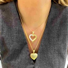 By Burak Gold Taşlı Kalın Çerçeve Kalp Kolye Ucu – KLU0469