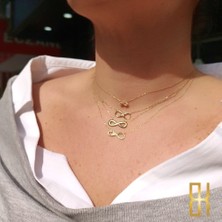 By Burak Gold Taşlı Sonsuzluk Kolyesi - 14 Ayar Altın