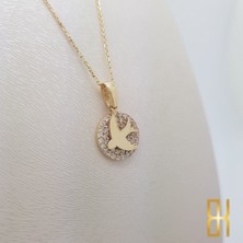 By Burak Gold Taşlı Kırlangıç Kolye Altın