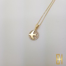 By Burak Gold Taşlı Kırlangıç Kolye Altın