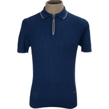 Cengiz Inler Yarım Fermuarlı Desenli Merserize Erkek Triko T-Shirt