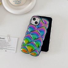 Trendtech iPhone Uyumlu Baklava Dilimli Hologram Silikon Kılıf, Şişme Puf Koruyucu Kapak, Kılıf