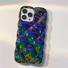 Trendtech iPhone Uyumlu Baklava Dilimli Hologram Silikon Kılıf, Şişme Puf Koruyucu Kapak, Kılıf