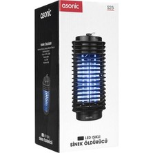 Asonic S23 3W Siyah LED Işıklı Sinek Öldürücü -  Yaz Aylarında Rahat Yatmanız Uykunuz Bölünmesin Rahatsız Edici Sineklerden Korunun