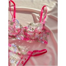 Rimeda Pembe Balenli Çiçek Desenli Bralet Takım