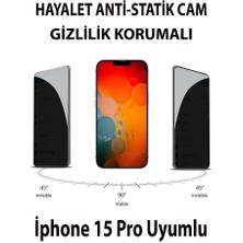 3gen Case Iphone 15 Pro Uyumlu Hayalet Anti-Statik Cam Ekran Koruyucu Gizlilik Korumalı