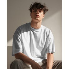 Helios Haute Unisex Pamuklu Likralı Bisiklet Yaka Relaxed Fit Basic Tişört Düz