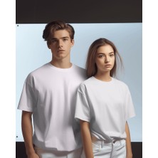 Helios Haute Unisex Pamuklu Likralı Bisiklet Yaka Relaxed Fit Basic Tişört Düz