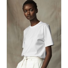 Helios Haute Unisex Pamuklu Likralı Bisiklet Yaka Relaxed Fit Basic Beyaz Tişört Düz
