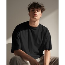 Helios Haute Unisex Pamuklu Likralı Bisiklet Yaka Relaxed Fit Basic Tişört Düz