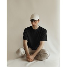 Helios Haute Unisex Pamuklu Likralı Bisiklet Yaka Relaxed Fit Basic Tişört Düz