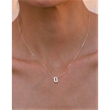 Güler Kuyumculuk Altın 3 Boyutlu Ü Harfi ve Zinciri