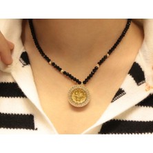 Güler Kuyumculuk Yarım Reşat Baskı Altınlı Çerçeveli Kolye